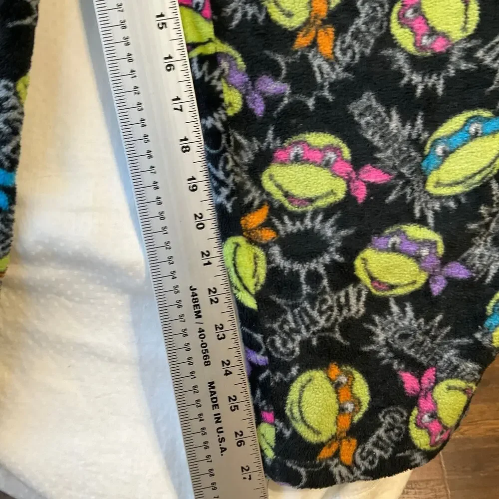 Nickelodeon Women Sleepwear XL Black Pajama Pants Graphic Print Fleece Teen 28”